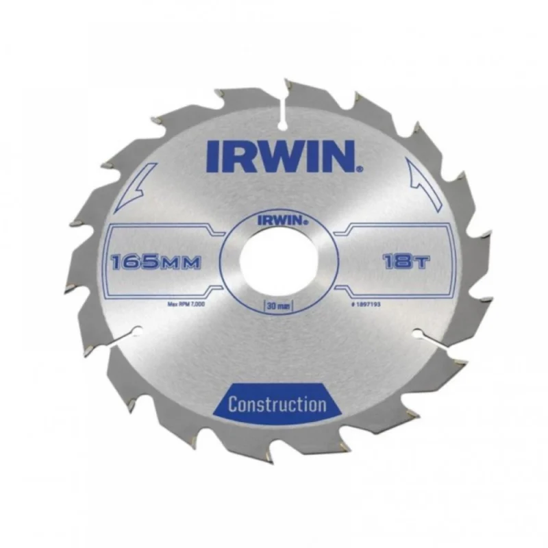 IRWIN Construction Circular Saw Blade 165 X 30mm X 18T ATB - 1897193