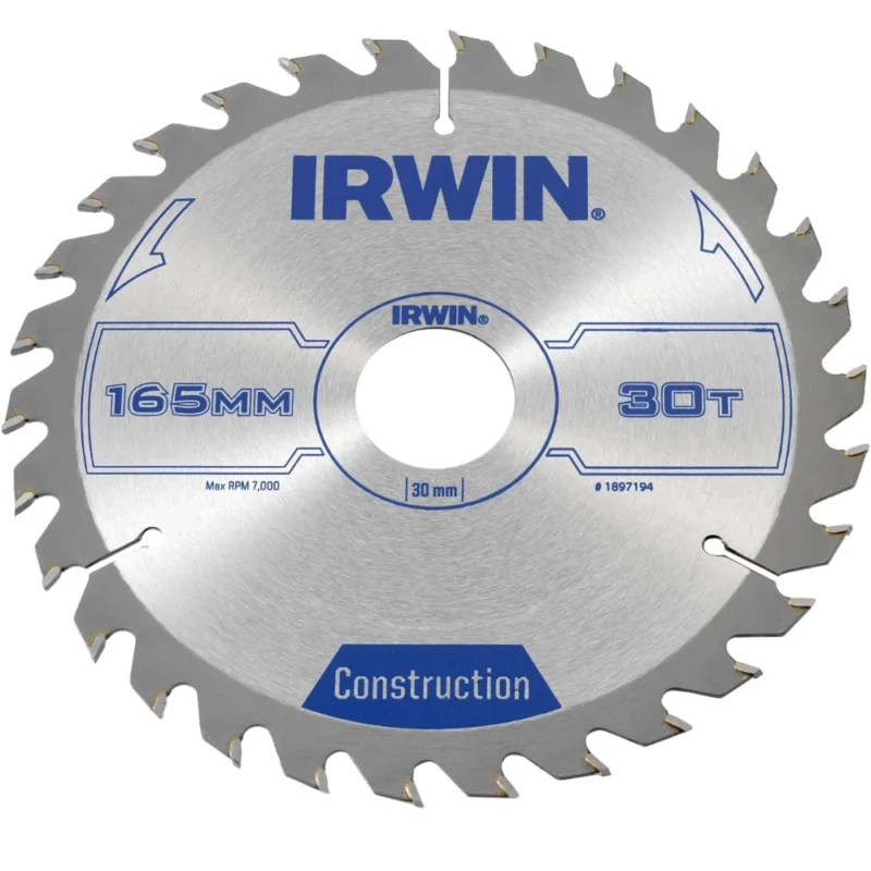 IRWIN Construction Circular Saw Blade 165 X 30mm X 30T ATB - 1897194