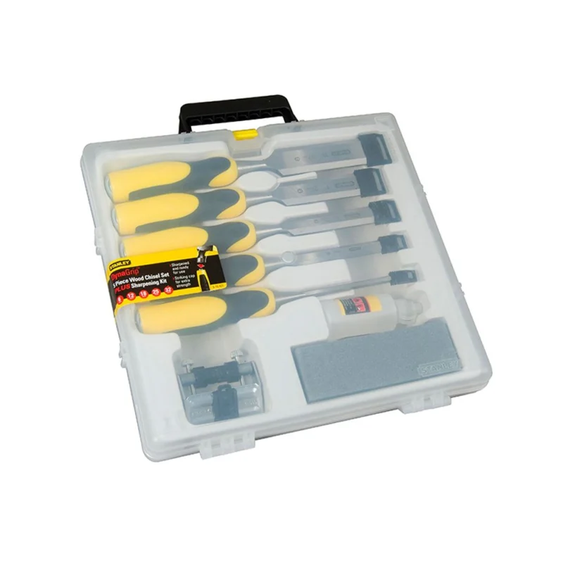 Stanley DynaGrip™ Chisel + Strike Cap Set (5-Piece) | Precision Woodworking Chisels with Accessories